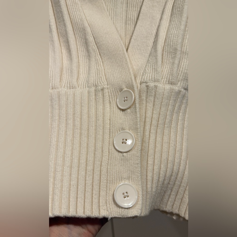 Wilfred Cream Ribbed Button-Up Cardigan - Picture 4 of 5